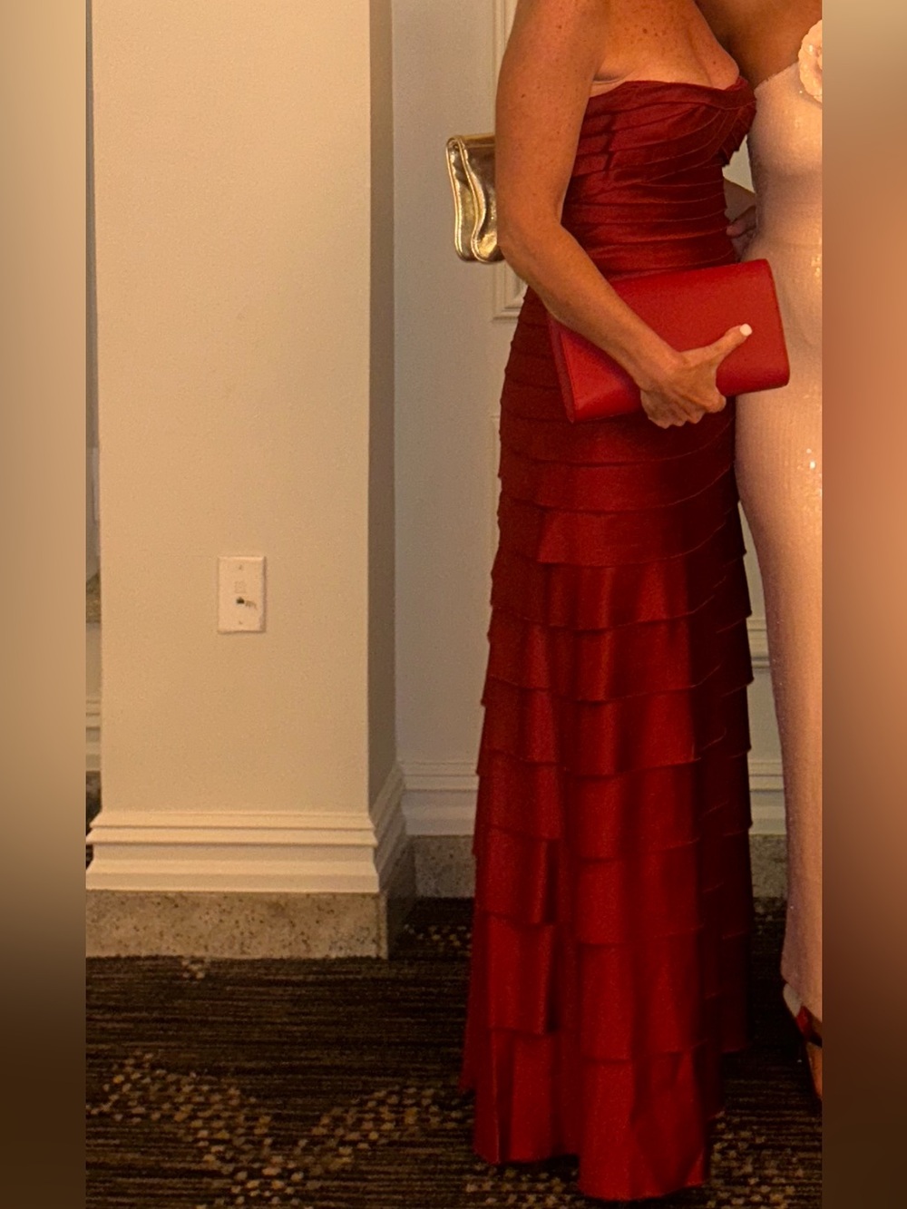 BCBGMaxAzria Burgundy Layered Maxi Dress